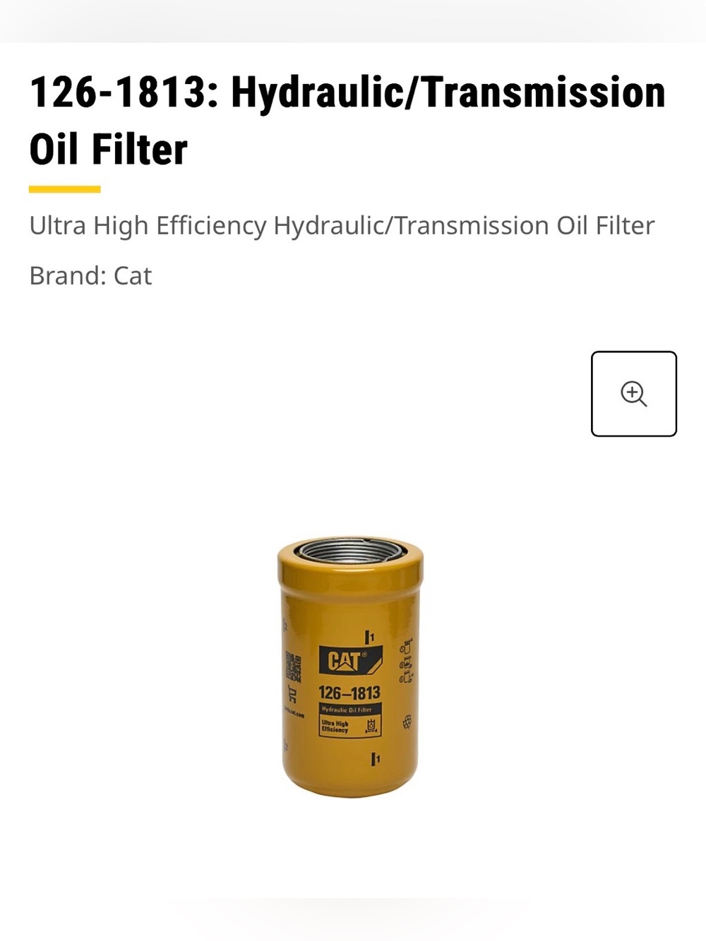 CAT OEM 126-1813 Hydraulic Transmission Oil Filter Caterpillar Heavy Equipment